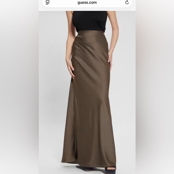 Guess Dresses & Skirts - Guess Elegant Brown Satin Maxi Skirt